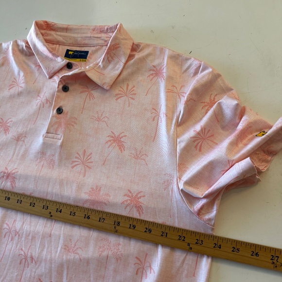 Jack Nicklaus Light Pink Palm Tree AOP Performance Golf Polo Mens XL Stretch - Picture 5 of 7